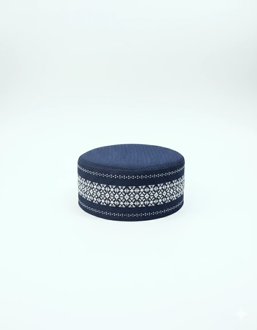 Premium Mesh Kufi Cap with Elegant Golde...