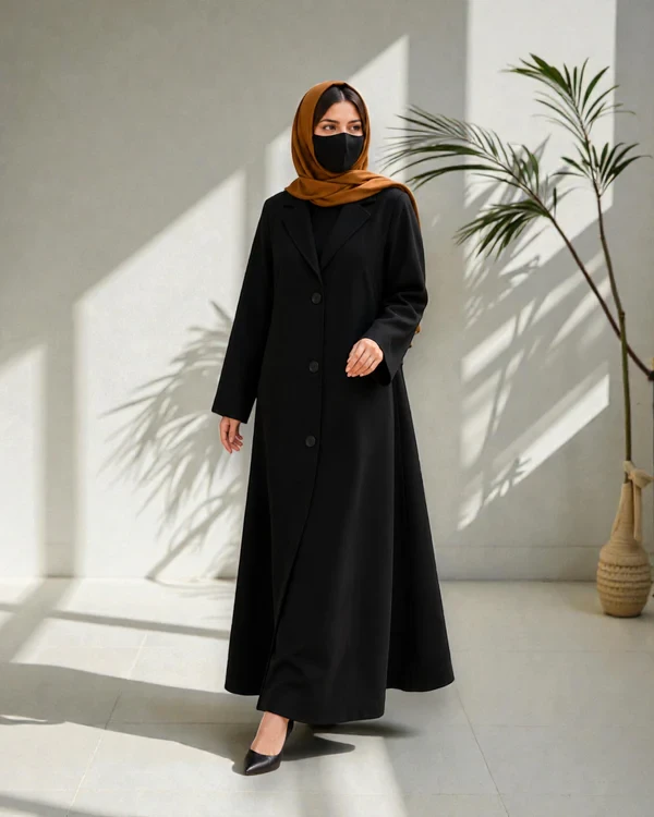 Coat Abaya With Lapel Collar (Black)