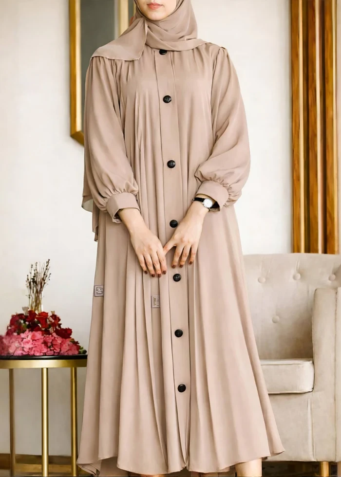 Dailywear Button Abaya in Nude | Casual Modest Wear